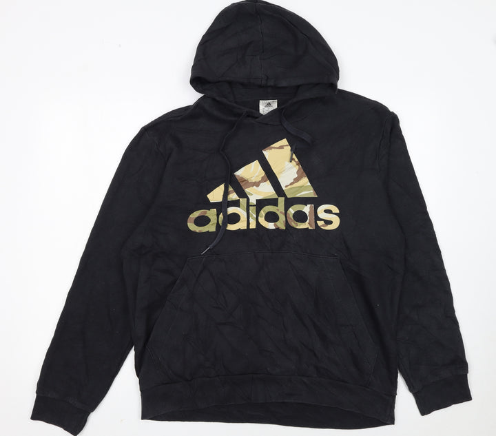 Adidas Men's Black Camouflage Logo Pullover Hoodie Size L