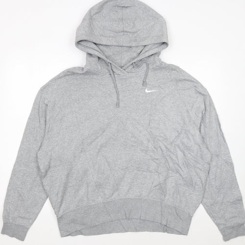 Nike Women’s Grey Pullover Hoodie Medium Cotton Blend Drawstring