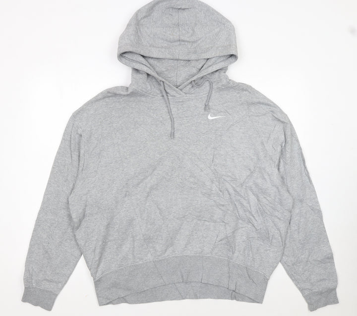 Nike Women’s Grey Pullover Hoodie Medium Cotton Blend Drawstring