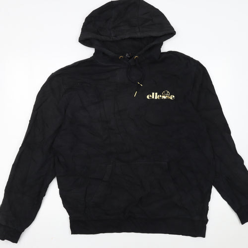Ellesse Womens Black XL Pullover Hoodie with Gold Logo