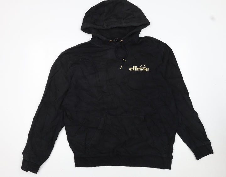 Ellesse Womens Black XL Pullover Hoodie with Gold Logo