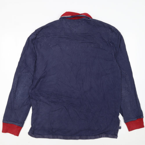Ralph Lauren Mens Blue Long Sleeve Polo Shirt Size L Cotton Rugby Style