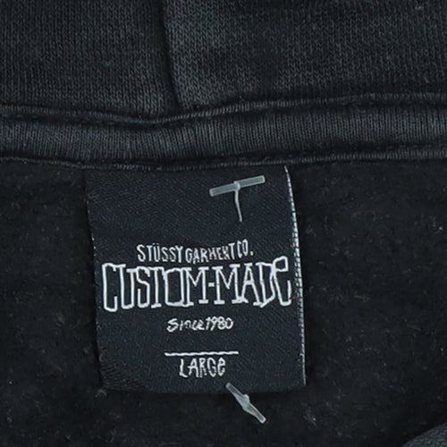 Stussy Men’s Black Pullover Hoodie Large Logo Streetwear Fleece
