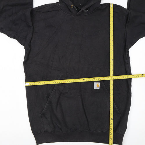 Carhartt Men's Black Pullover Hoodie Medium Loose Fit Logo Sleeve