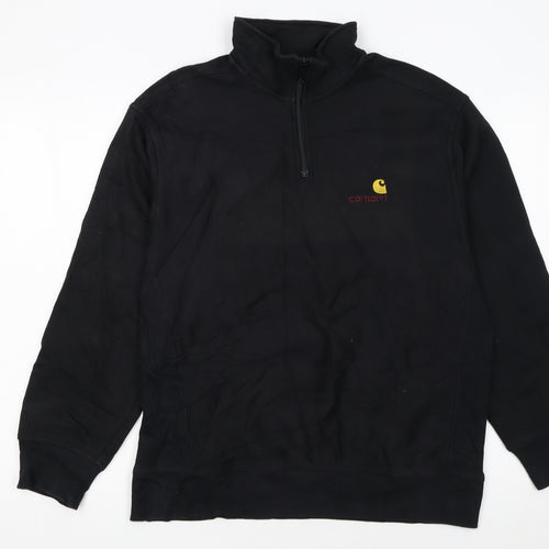 Carhartt Men’s Black 1/2 Zip Pullover Sweatshirt M Cotton Fleece