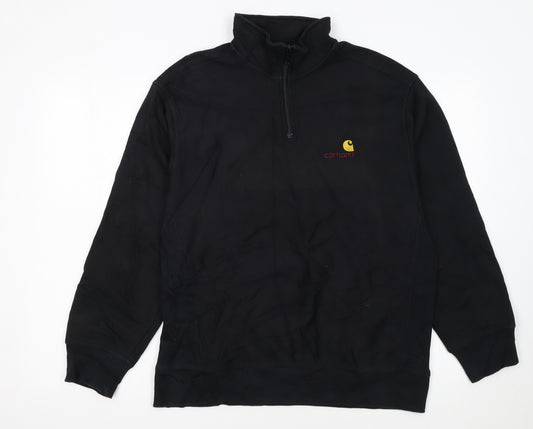 Carhartt Men’s Black 1/2 Zip Pullover Sweatshirt M Cotton Fleece