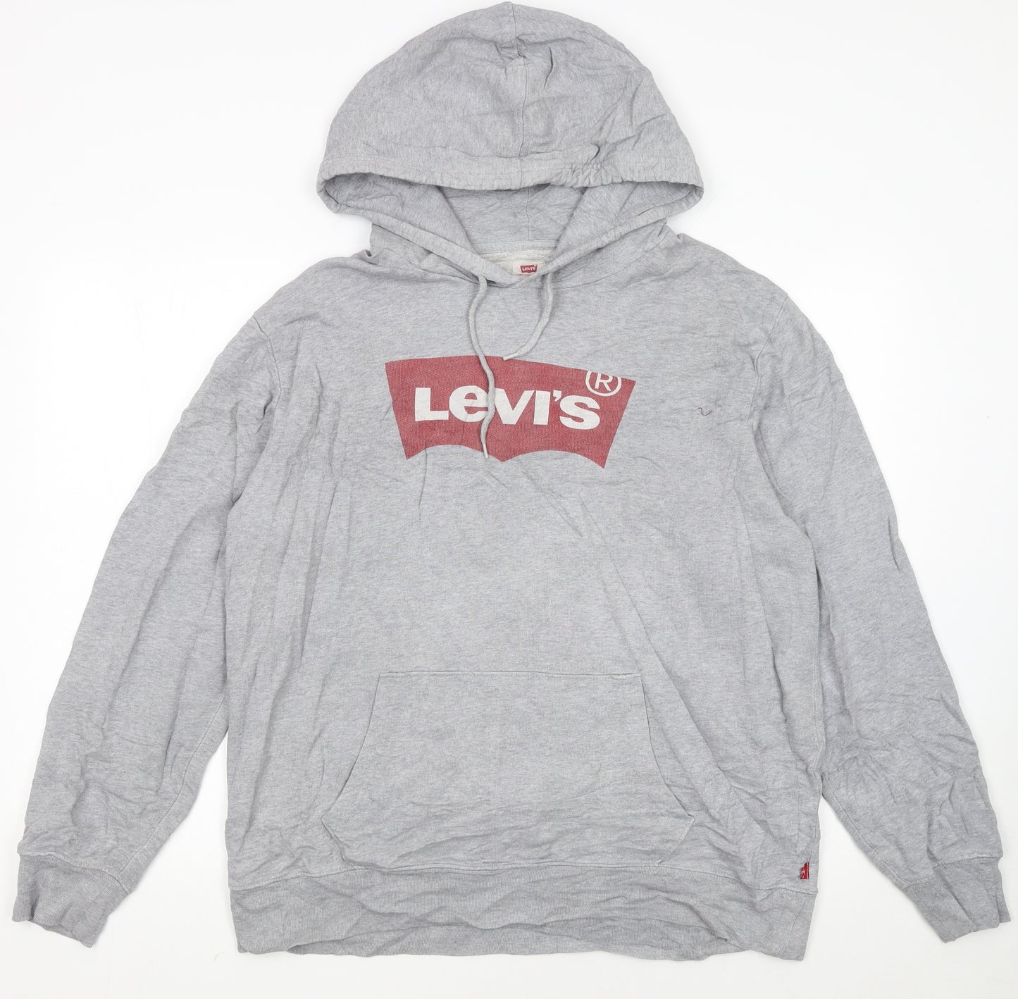 Levi's Mens Grey Pullover Hoodie L Logo Graphic Print Sweatshirt