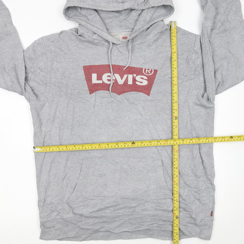 Levi's Mens Grey Pullover Hoodie L Logo Graphic Print Sweatshirt