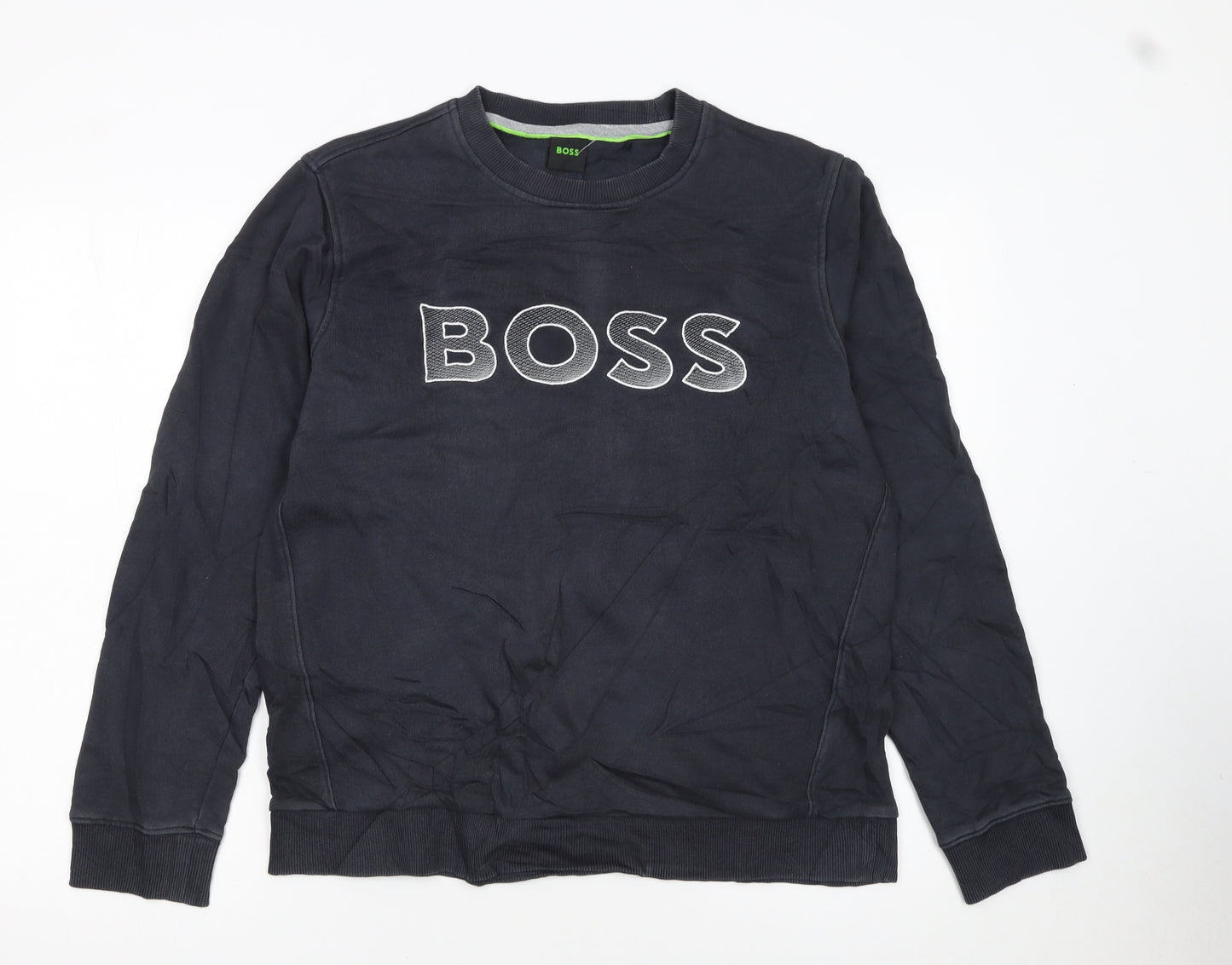 BOSS Men's Black Sweatshirt Medium Crew Neck Pullover Logo