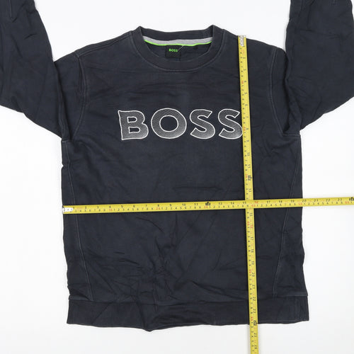 BOSS Men's Black Sweatshirt Medium Crew Neck Pullover Logo