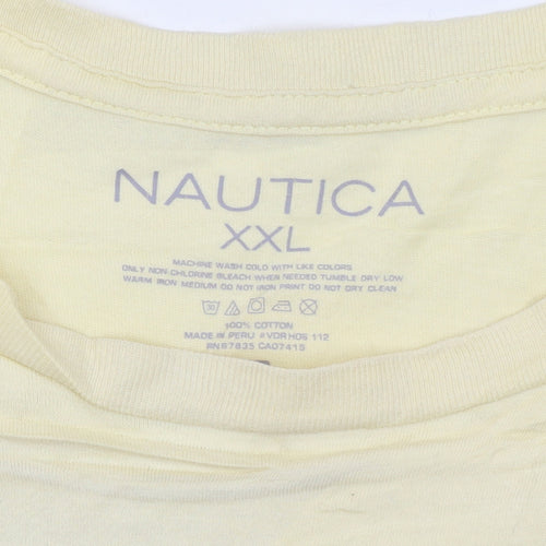Nautica Men's Beige Graphic Print 2XL Cotton Crew Neck T-Shirt