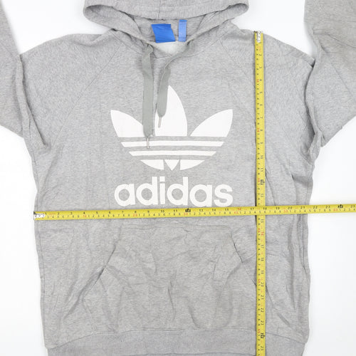 Adidas Men's Grey Pullover Hoodie L Logo Fleece Sweatshirt