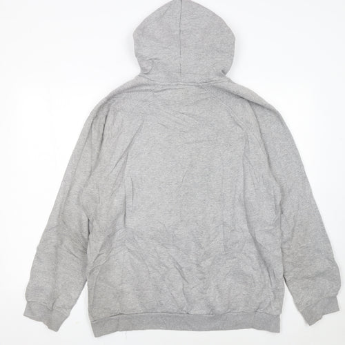 Adidas Men's Grey Pullover Hoodie L Logo Fleece Sweatshirt