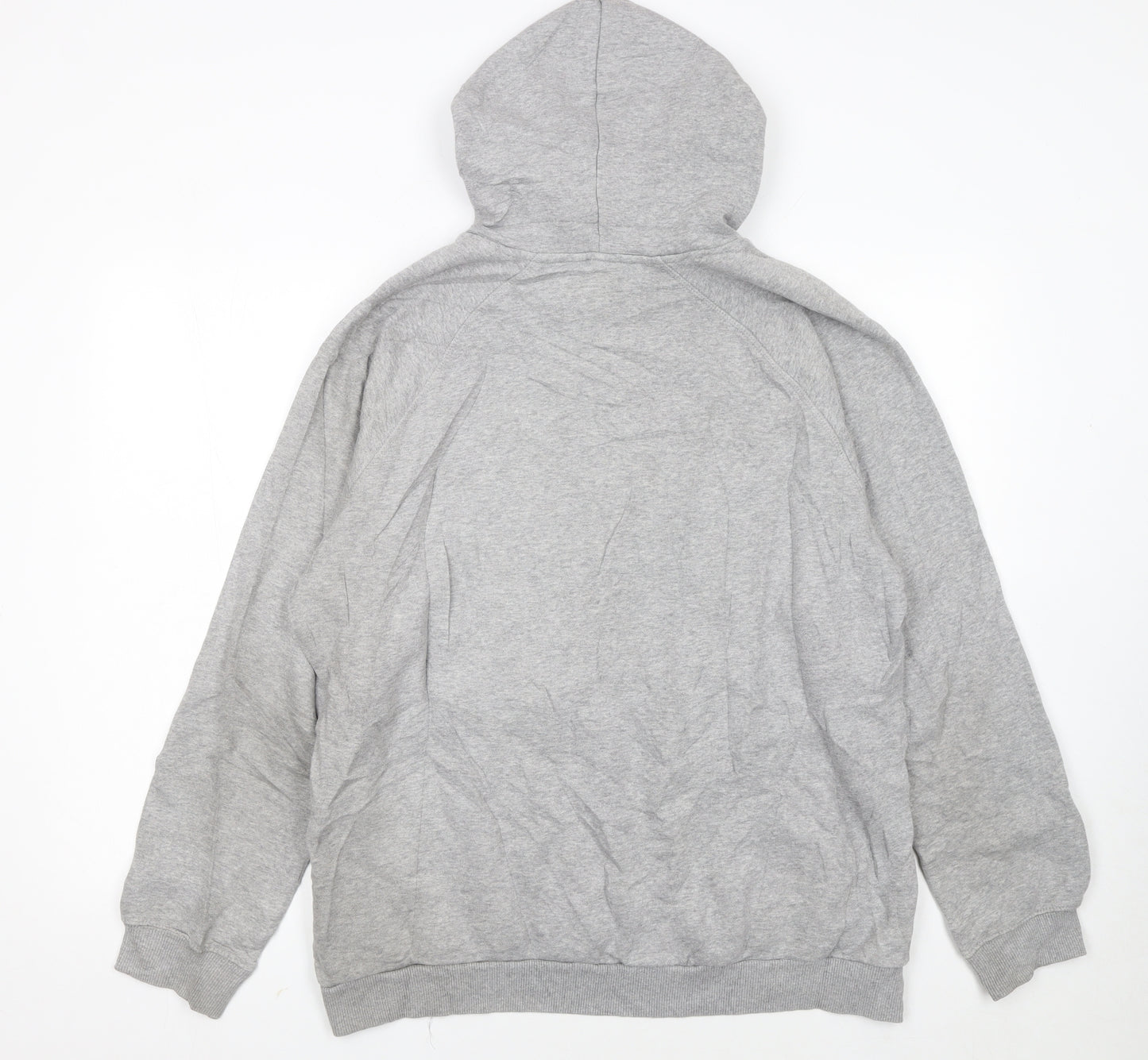 Adidas Men's Grey Pullover Hoodie L Logo Fleece Sweatshirt