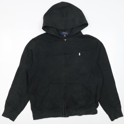 Polo Ralph Lauren Boys Black Full Zip Hoodie Size 18-20 Cotton Blend