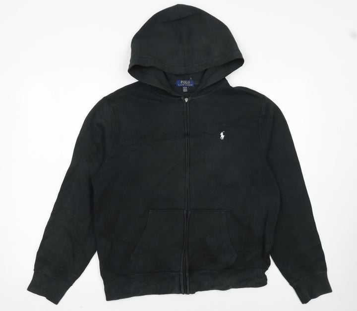 Polo Ralph Lauren Boys Black Full Zip Hoodie Size 18-20 Cotton Blend