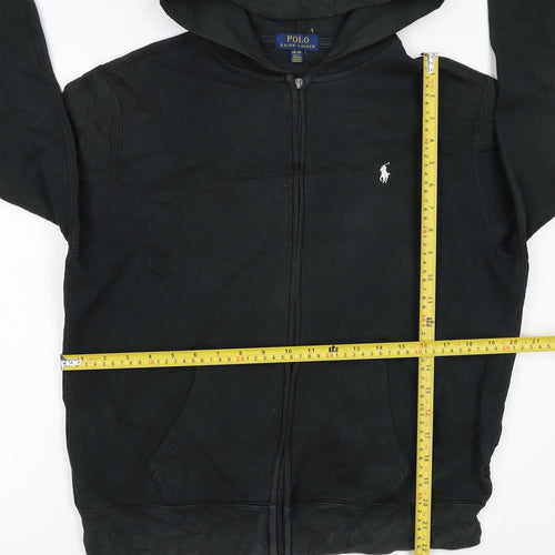 Polo Ralph Lauren Boys Black Full Zip Hoodie Size 18-20 Cotton Blend