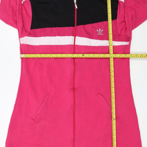 Adidas Women Pink Black Full Zip Hoodie Jacket Size M