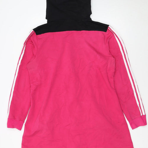 Adidas Women Pink Black Full Zip Hoodie Jacket Size M
