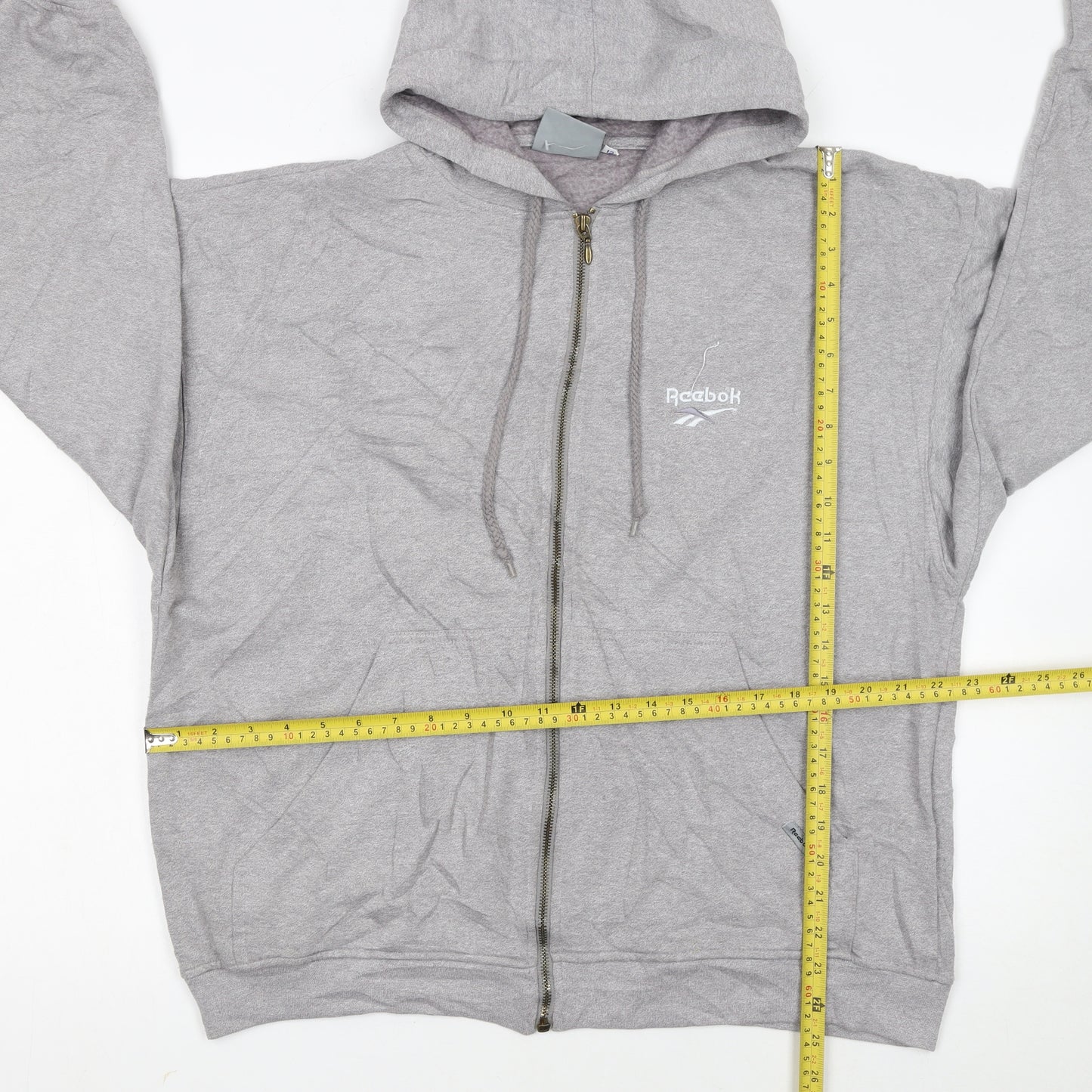 Reebok Womens Grey Full Zip Hoodie Size 12 Essentials Sweatshirt