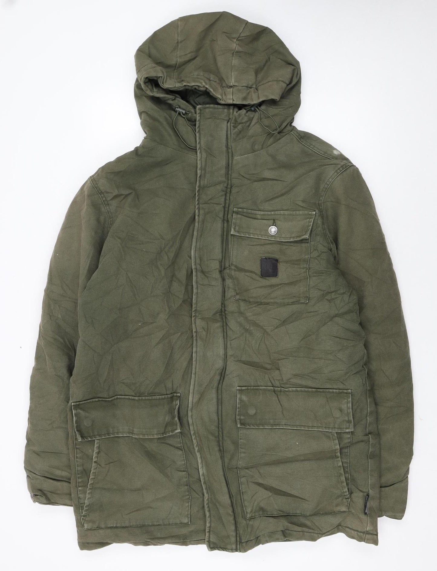 DC Shoes Men's Green Cotton Parka Jacket Hooded L