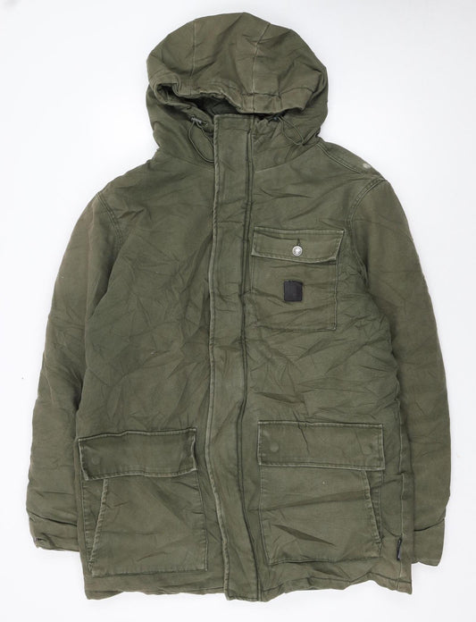 DC Shoes Men's Green Cotton Parka Jacket Hooded L