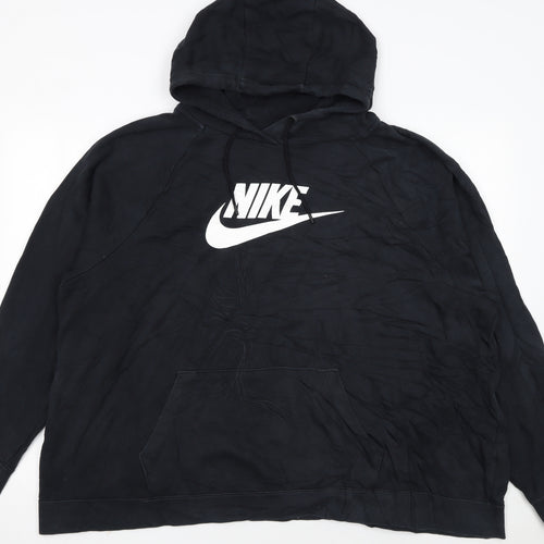 Nike Mens Black 2XL Pullover Hoodie with Logo Graphic