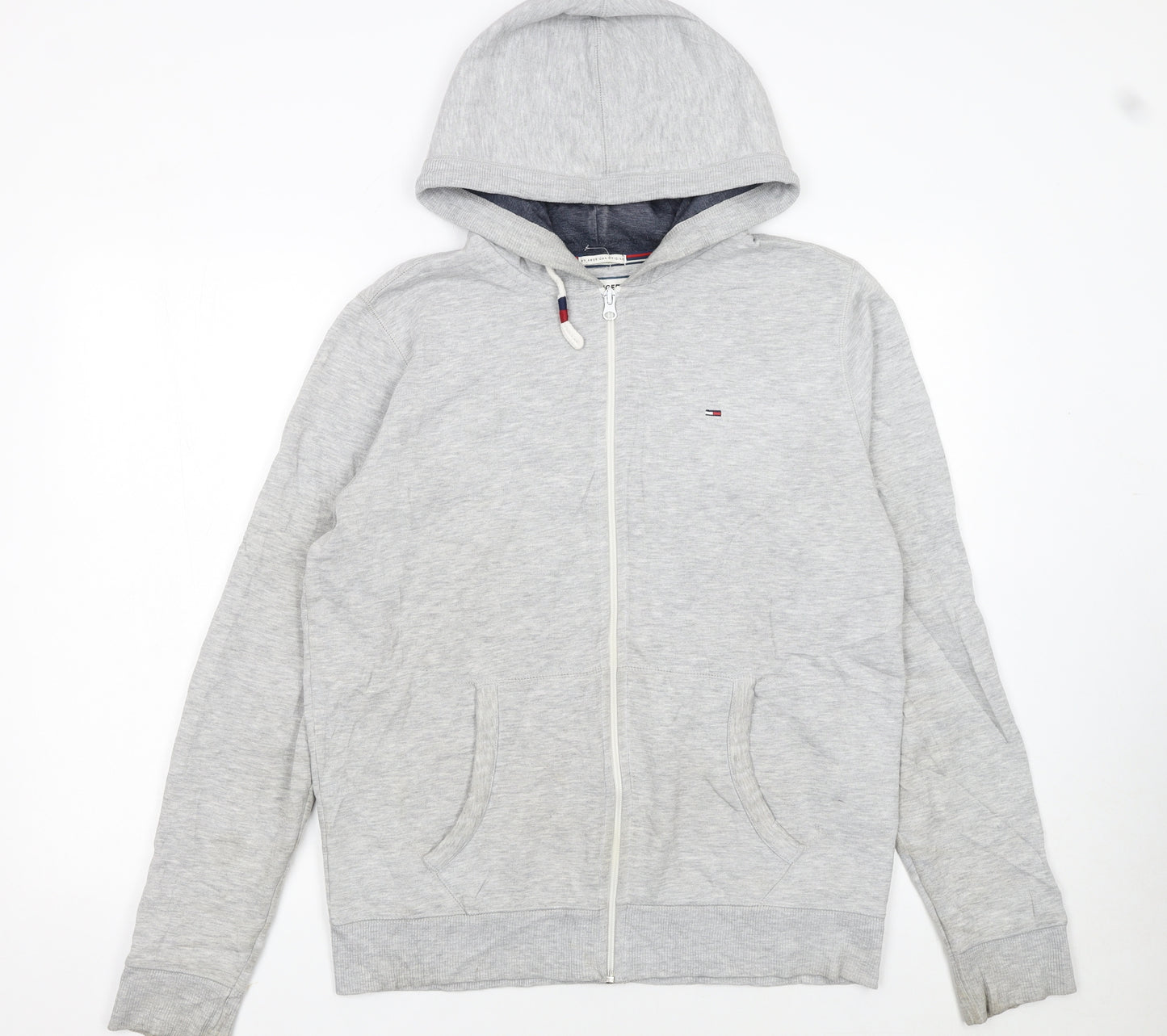 Hilfiger Denim Men's Grey Long Sleeve Hoodie L Cotton Blend Zip Up