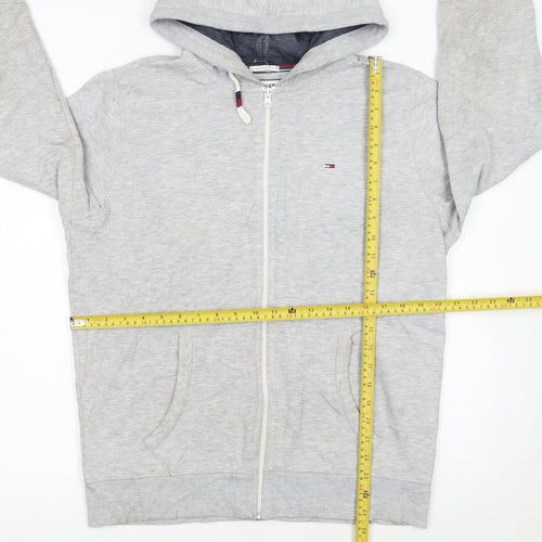 Hilfiger Denim Men's Grey Long Sleeve Hoodie L Cotton Blend Zip Up
