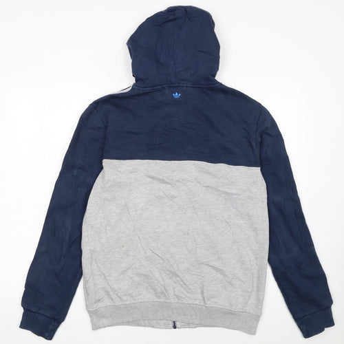 Adidas Men’s Grey Navy Full Zip Hoodie Size M Sports Lightweight