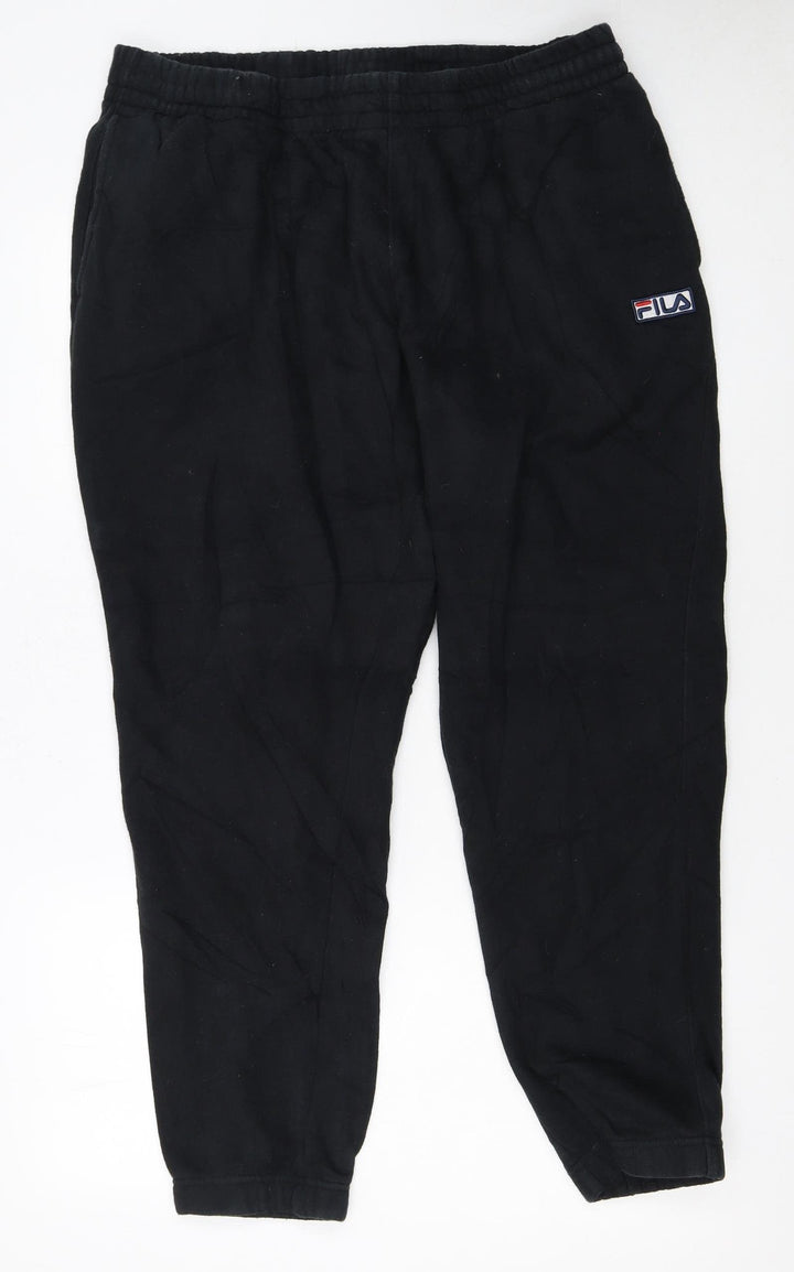 Fila Mens Black Jogger Trousers L Elastic Waist Casual