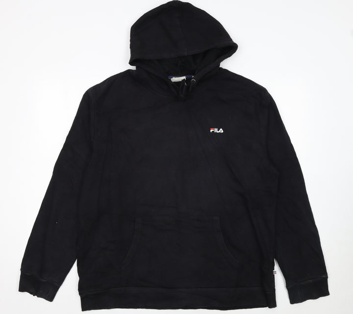 Fila Men’s Black XL Pullover Hoodie Classic Logo Fleece Sweatshirt