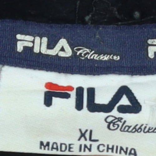 Fila Men’s Black XL Pullover Hoodie Classic Logo Fleece Sweatshirt