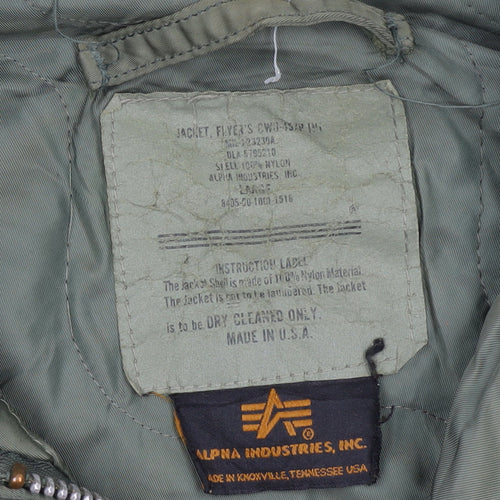 Alpha Industries Green Nylon Bomber Jacket Women’s Large Military Style