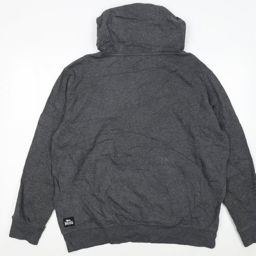 Lonsdale Men's Grey XL Pullover Hoodie with Logo Print