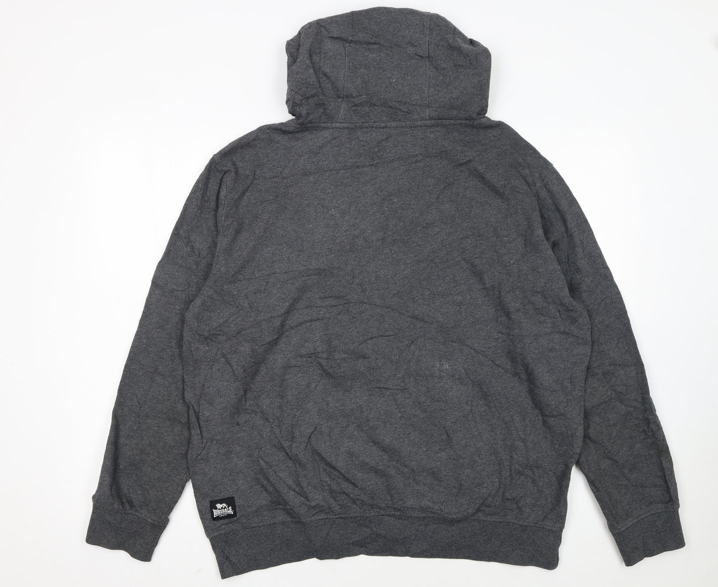 Lonsdale Men's Grey XL Pullover Hoodie with Logo Print