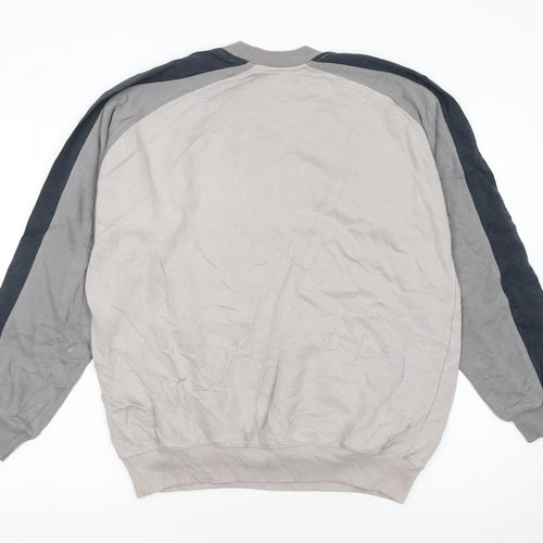 Puma Womens Beige Grey Pullover Sweatshirt Small Logo Crew Neck