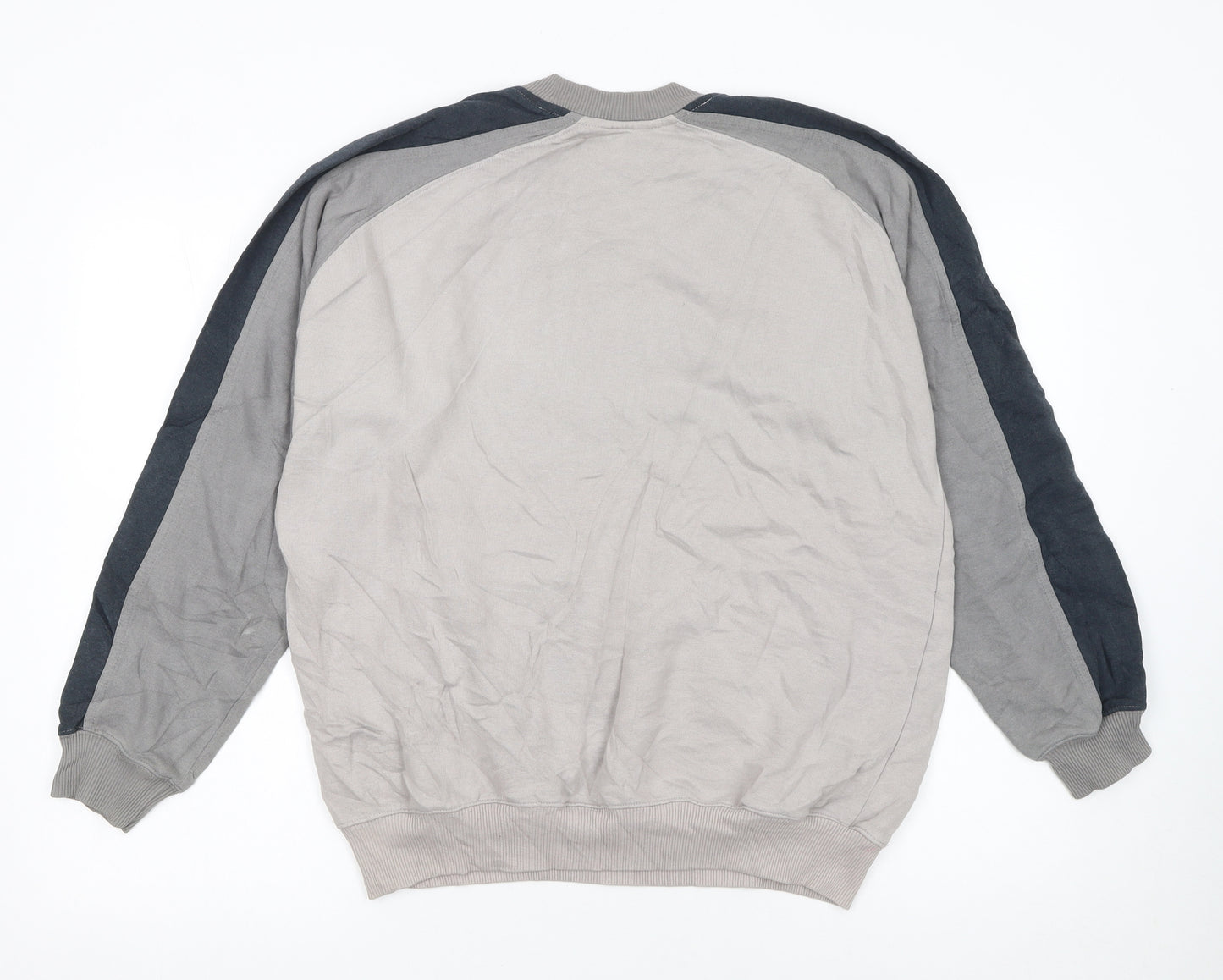 Puma Womens Beige Grey Pullover Sweatshirt Small Logo Crew Neck
