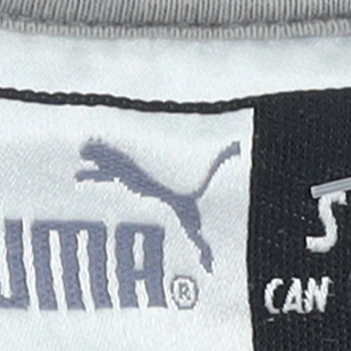Puma Womens Beige Grey Pullover Sweatshirt Small Logo Crew Neck