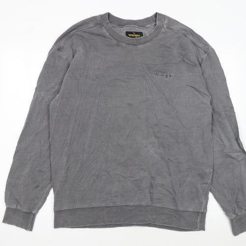 Wrangler Men's Grey Cotton Crew Neck Pullover Sweatshirt L