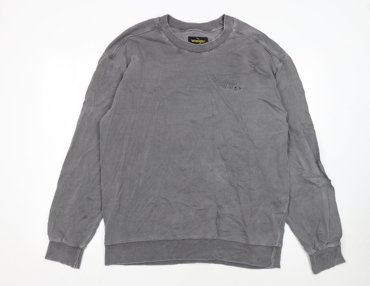 Wrangler Men's Grey Cotton Crew Neck Pullover Sweatshirt L