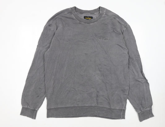 Wrangler Men's Grey Cotton Crew Neck Pullover Sweatshirt L