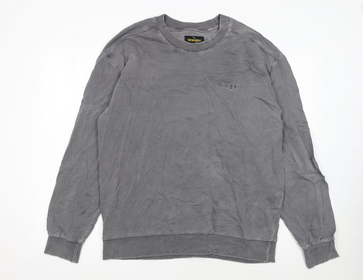 Wrangler Men's Grey Cotton Crew Neck Pullover Sweatshirt L