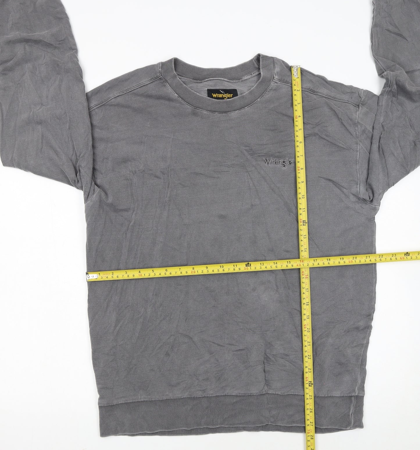 Wrangler Men's Grey Cotton Crew Neck Pullover Sweatshirt L