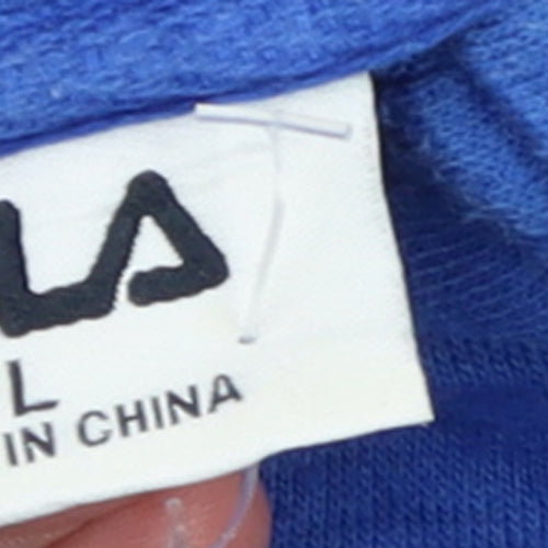 FILA Womens Blue Full Zip Hoodie L Logo Casual Sportswear