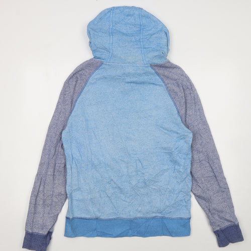 Adidas Womens Blue Graphic Pullover Hoodie Size S Cotton Blend