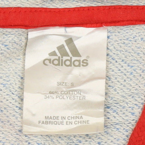 Adidas Womens Blue Graphic Pullover Hoodie Size S Cotton Blend