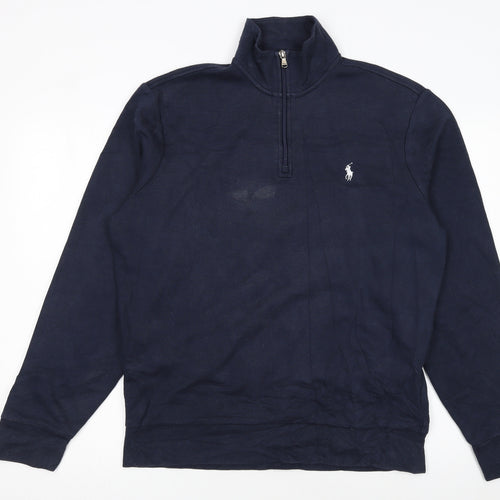Ralph Lauren Men Blue 1/4 Zip High Neck Sweatshirt M Regular Fit