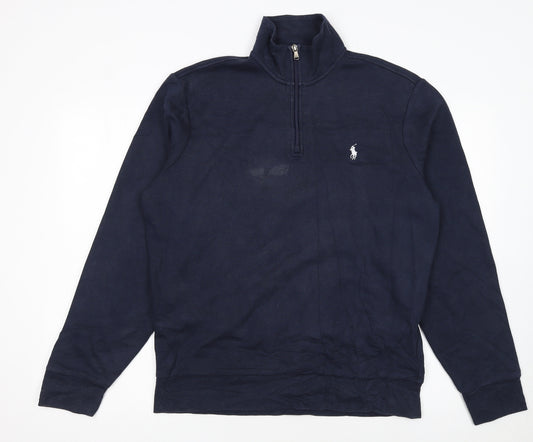 Ralph Lauren Men Blue 1/4 Zip High Neck Sweatshirt M Regular Fit
