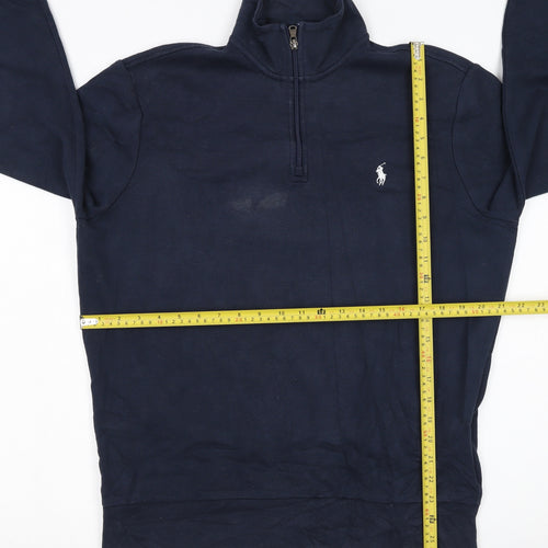 Ralph Lauren Men Blue 1/4 Zip High Neck Sweatshirt M Regular Fit